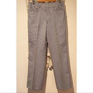 VNTG SZ 34x30 Gingham Plaid Pleated Trousers High Rise Hand Tailored Black White